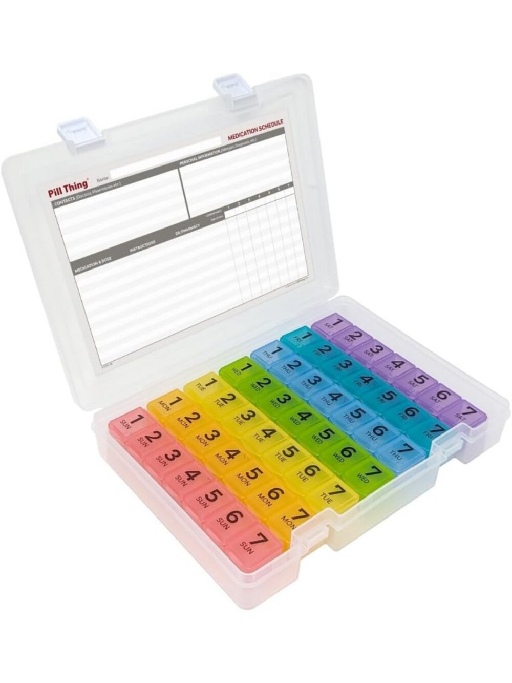 Weekly Pill Organizer Case - 7 Times a Day Medication Scheduler & App